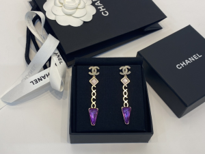 Replica Womens Jewelry Chanel Coco CC Logo Earrings Purple A39PP180 AA193039