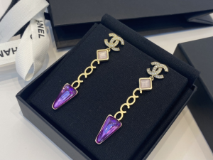 Replica Womens Jewelry Chanel Coco CC Logo Earrings Purple A39PP180 AA193039