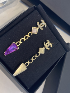 Replica Womens Jewelry Chanel Coco CC Logo Earrings Purple A39PP180 AA193039