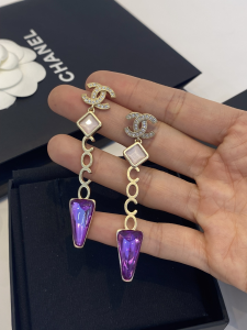 Replica Womens Jewelry Chanel Coco CC Logo Earrings Purple A39PP180 AA193039
