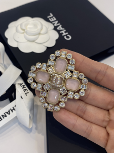 Chanel Crystals CC Logo Brooch 