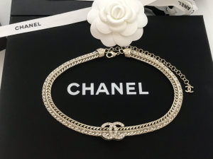 Chanel Crystals CC Logo Chain Choker Necklace 