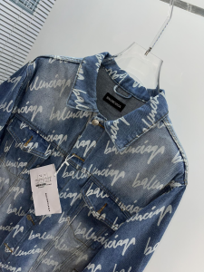 Essenceofluxury Mens Clothing Balenciaga Printed Denim Jacket Blue M To XXL A228PP680 AA193331