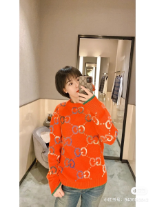 Essenceofluxury Womens Clothing Gucci GG Wool Jacquard Sweater in Red SML A198PP780 AA193318