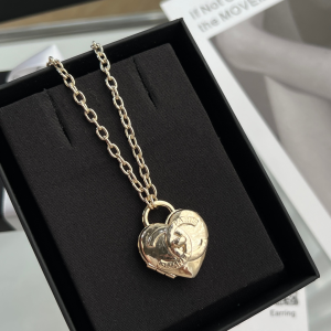 Chanel Gold Lock Heart Chain Necklace 