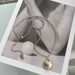 Replica Womens Jewelry Chanel Gold Lock Heart Chain Necklace A62PP180 AA193364
