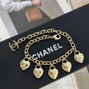 Chanel Gold Multi Lock Heart Chain Bracelet 