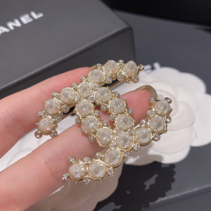 Chanel Studded Diamonds CC Logo Brooch 