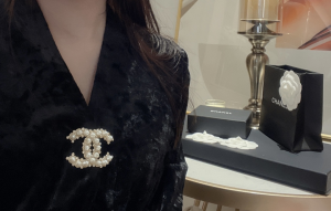 Essenceofluxury Womens Jewelry Chanel Studded Diamonds CC Logo Brooch A173PP180 AA193782