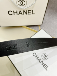 Essenceofluxury Womens Belts Chanel CC Logo Leather Belt in Black 30MM A175PP240 AA194113