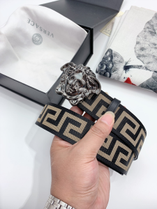 Versace Medusa Buckle Printed Nylon Belt Black 