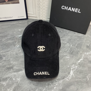 Chanel CC Logo Velvet Baseball Cap Hat Black 
