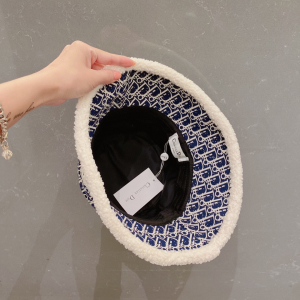 Essenceofluxury Womens Hats Dior Oblique Wool Bucket Hat Blue A190PP180 AA194138