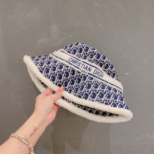 Essenceofluxury Womens Hats Dior Oblique Wool Bucket Hat Blue A190PP180 AA194138