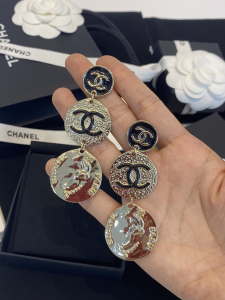 Chanel CC Logo Round Earrings 