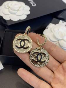 Chanel CC Logo Round Earrings 