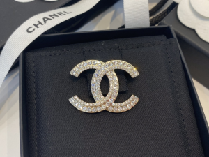 Chanel Crystals CC Logo Brooch 