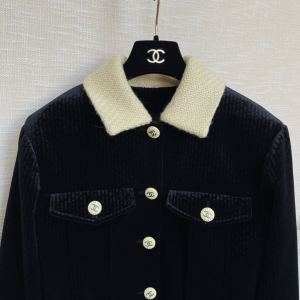 Essenceofluxury Womens Clothing Chanel 2022 Black Velvet Jacket Coat SML A198PP1080 AA194514