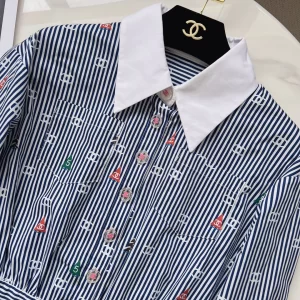 Essenceofluxury Womens Clothing Chanel Allover CC Log Shirt in Blue SML A198PP580 AA194512