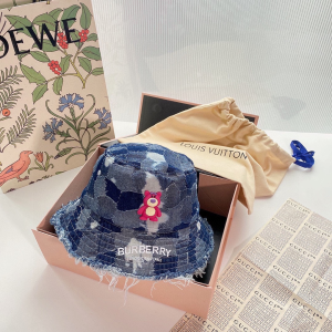 Burberry Blue Denim Patchwork Bucket Hat 