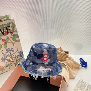 Essenceofluxury Womens Hats Burberry Blue Denim Patchwork Bucket Hat A151PP180 AA194372