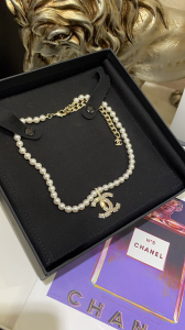 Essenceofluxury Womens Jewelry Chanel Crystals CC Logo Pearls Necklace A152PP280 AA194477