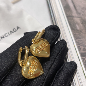 Balenciaga BB Icon Heart Earrings Gold Brass 