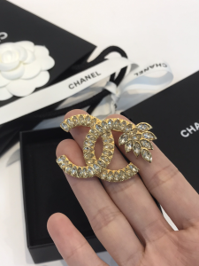 Chanel Crystals CC Logo Brooch 