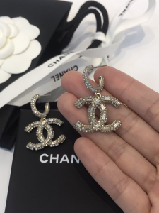 Chanel Crystals CC Logo Earrings 