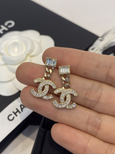 Chanel Crystals CC Logo Earrings 