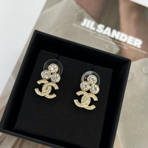 Chanel Crystals CC Logo Earrings 