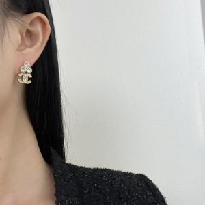 Essenceofluxury Womens Jewelry Chanel Crystals CC Logo Earrings A62PP180 AA194586