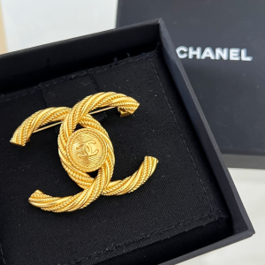 Chanel Crystals Gold CC Logo Brooch 