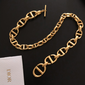 Essenceofluxury Womens Jewelry Dior CD Navy Necklace in Gold A39PP280 AA194565