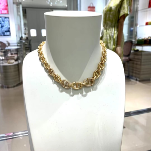 Essenceofluxury Womens Jewelry Dior Crystals CD Navy Necklace in Gold A39PP280 AA194564