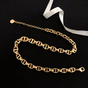 Essenceofluxury Womens Jewelry Dior Crystals CD Navy Necklace in Gold A39PP280 AA194564