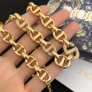 Essenceofluxury Womens Jewelry Dior Crystals CD Navy Necklace in Gold A39PP280 AA194564