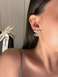 Essenceofluxury Womens Jewelry Chanel Crystals CC Logo Earrings A152PP180 AA194983