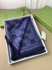 Gucci GG Cashmere Silk Scarf Blue 