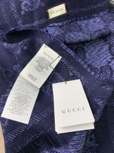 Essenceofluxury Womens Scarf Gucci GG Cashmere Silk Scarf in Blue 200x70CM A151PP280 AA194774