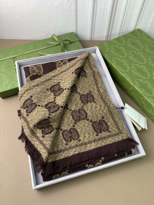 Gucci GG Cashmere Silk Scarf Burgundy 