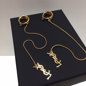 Saint Laurent Gold YSL Opyum Monogram Earrings 