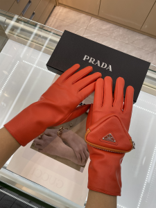 Essenceofluxury Womens Glove Prada Nappa Leather Glove with Pouch Red A123PP280 AA195188