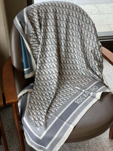 Essenceofluxury Womens Scarf Dior Oblique Cashmere Silk Scarf in Blue Gray A151PP280 AA195217