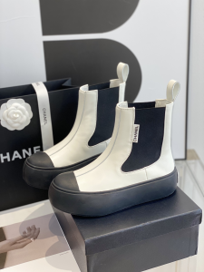 Chanel White Leather Ankle Boot 