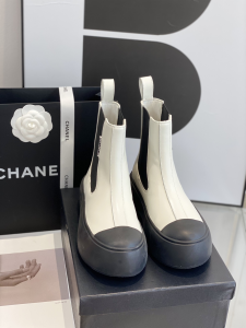 Essenceofluxury Womens Shoes Chanel White Leather Ankle Boot 35 To 40 A151PP580 AA195278