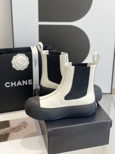 Essenceofluxury Womens Shoes Chanel White Leather Ankle Boot 35 To 40 A151PP580 AA195278