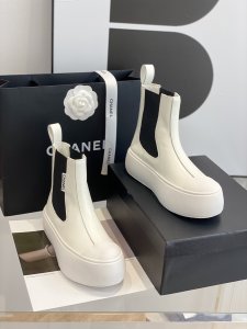Essenceofluxury Womens Shoes Chanel White Leather Ankle Boot 35 To 40 A151PP580 AA195279