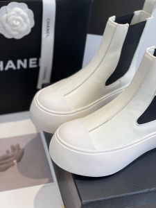 Essenceofluxury Womens Shoes Chanel White Leather Ankle Boot 35 To 40 A151PP580 AA195279