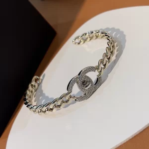 Chanel Crystals Turnlock CC Logo Bracelet AB9140 